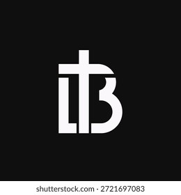 Un logotipo moderno y abstracto que combina una cruz cristiana blanca con la letra B sobre un fondo negro. Ideal para la marca espiritual y organizaciones religiosas.