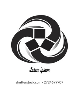 Logotipo abstracto moderno que consta de tres Elementos curvos entrelazados,