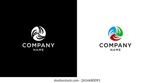 Modern Abstract Logo Design with Circular Shape and Leaf Elements