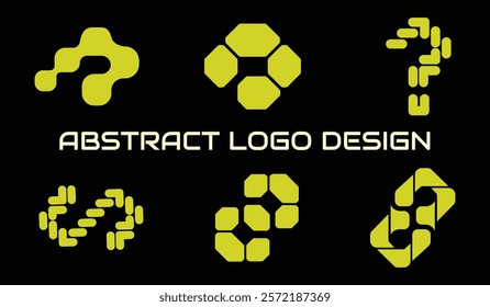 Modern abstract logo design collection creative concepts in yellow and black