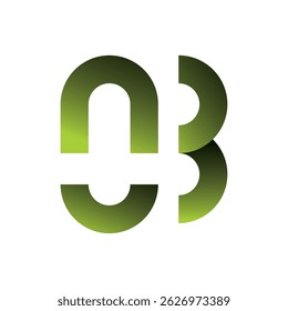 A modern, abstract logo design combining the letters "N" and "B" in a clean and futuristic style. Featuring a sleek green-to-black gradient, this logo is ideal for tech companies.
