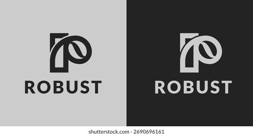 A modern, abstract logo design combining stylized R and P letters featuring clean lines and a minimalist aesthetic.