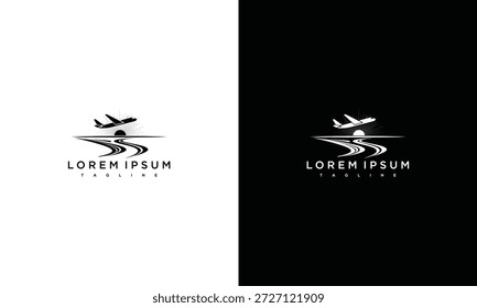 Concepto de diseño de logotipo abstracto moderno para la identidad de marca de deportes y fitness en alternativas de fondo blanco y negro que se muestran lado a lado