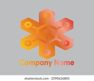 Modern, abstract logo design featuring connected hexagons. Gradient orange and red color scheme. Ideal for tech, network, or corporate branding.