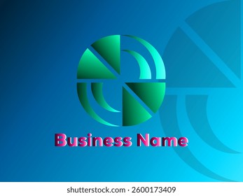 Modern abstract logo design featuring a green circular emblem and the words 'Business Name'. Ideal for corporate branding.