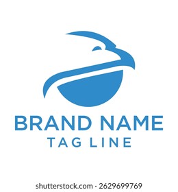 Modern abstract logo design featuring a stylized eagle head with bold lines and circular elements, ideal for branding, sports, or tech companies.