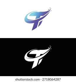 Diseño de logotipo abstracto moderno con una letra T dinámica con un efecto de movimiento swoosh. Este símbolo limpio y creativo representa la velocidad, la innovación, el crecimiento, la tecnología, el progreso y la transformación digital. Adecuado para empresas de tecnología, startups, marcas de software, agencias digitales, identidad corporativa, App y marca de negocios moderna. Ilustración vectorial de Profesional ideal para logotipos, íconos, Sitios web y sistemas de identidad de marca.