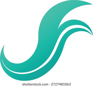 Design moderno de logotipo abstrato com uma forma curvilínea dinâmica, fluindo em um gradiente de azul-petróleo vibrante. Perfeito para projetos de marca, web e design diversificado.