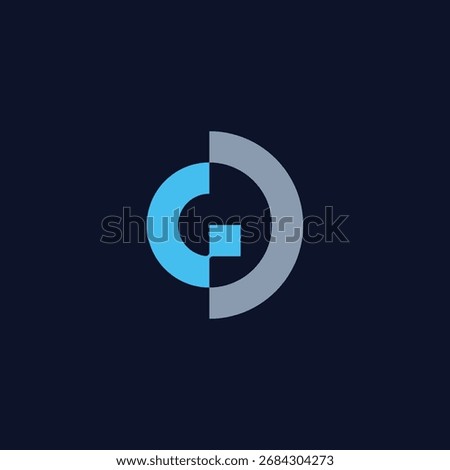 A modern and abstract logo design featuring the letter G and D split into two distinct, interlocking circular shapes.