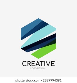Modernes abstraktes Logo-Design. Geometrische Vektorkunst. Reinigen Sie überlappende Linien und abstrakte Formen. Perfekt für moderne Marke