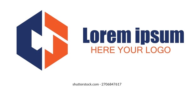 Diseño abstracto moderno del logotipo con la forma del hexágono aislada en el fondo blanco