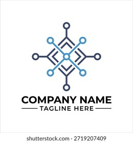 A modern and abstract logo design representing digital connections and technological networks.