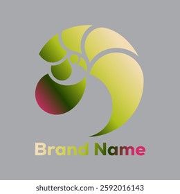 Modern, abstract logo design resembling a nautilus shell. Gradient colors, ideal for branding.