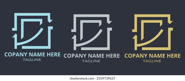 Modern Abstract Logo Design in Three Color Variations