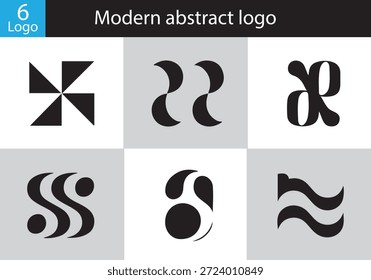 Moderne abstrakte Logo-Designs. Sammlung von 6 einzigartigen Symbolen.