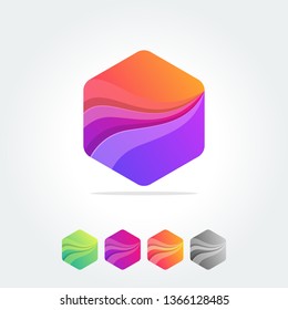 modern abstract logo element designs in polygonal triangular geometric compositions- colorful business design icon shapes