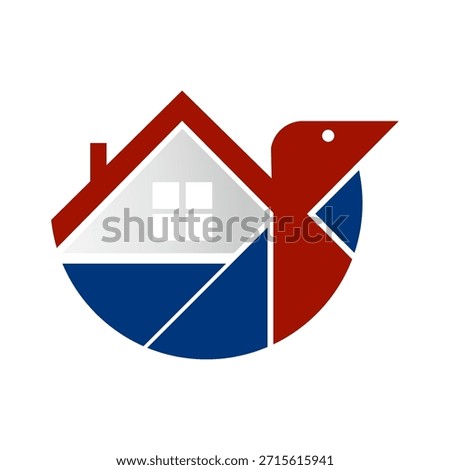 Modern abstract logo featuring bird and house shape, representing real estate, property development, home services, and construction business. Clean geometric design suitable for branding and corporate identity.