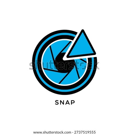 Modern abstract logo featuring a camera aperture design with vibrant blue triangles and the word 'SNAP', symbolizing photography and creativity.