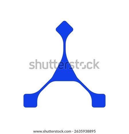 A modern and abstract logo featuring a central blue triangular shape with rounded extensions at each vertex, creating a stylized, organic, or interconnected feel
