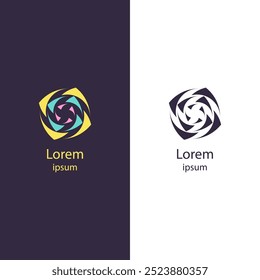 Logotipo moderno abstrato com formas coloridas e dinâmicas, assemelhando-se a um pássaro ou peixe. Ideal para projetos de marca, identidade comercial e design criativo.