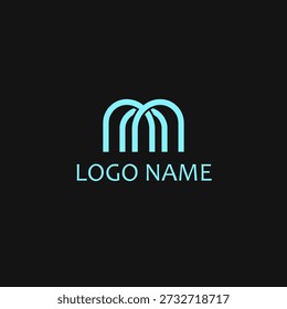 Modern abstract logo featuring three interconnected arch shapes, forming a stylized letter M, rendered in bright blue on a dark background. Ideal for technology, business, or creative branding.