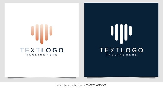 Modern abstract logo featuring vertically aligned rounded bars forming a heart-like shape, symbolizing balance, rhythm, and connectivity. Ideal for tech startups, wellness brands, audio-related servic