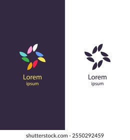 A modern, abstract logo with leaf-like shapes arranged in a dynamic pattern. Ideal for eco-friendly brands, wellness centers, or natural product companies looking for a fresh, minimalistic design.