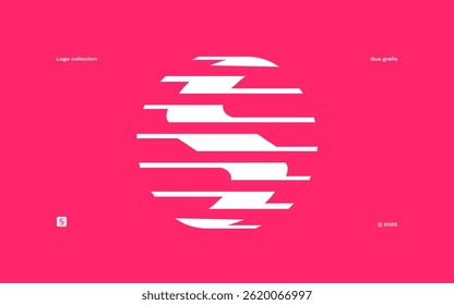 The modern abstract logo S is sleek and curved interspersed with horizontal lines to create a sense of movement and layered depth. The design is simple yet innovative, dynamic and forward-thinking.