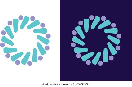 Modern Abstract Logo Set. Circular Teamwork Symbol Vector.
