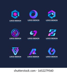 modern abstract logo set gradient color vector design template
