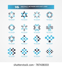 Modern abstract logo template. Set of logo element with dot and square. Network and Technology logo
