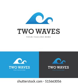 Modern abstract logo with two blue waves