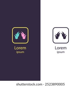 Modern abstract logo with two stylized leaf or flame shapes inside a rounded square frame. Perfect for branding, eco-friendly themes, and creative business identity.