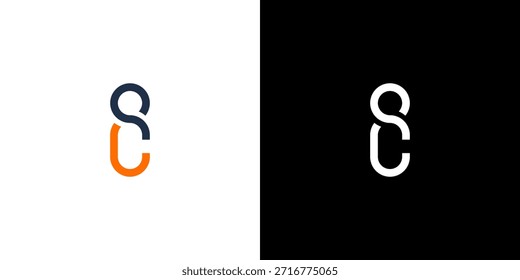 Logomarca abstracto moderno con letras ic, S y C entrelazadas o apiladas. Diseño limpio y minimalista adecuado para la marca corporativa, la tecnología o los negocios creativos.