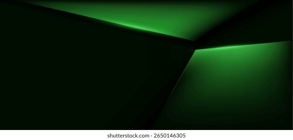 Modern abstract luxury banner. abstract green and black polygon elegant background vector for branding presentation or product ads bg