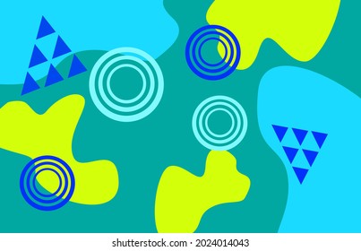 Modern abstract Memphis style vector background light green blue