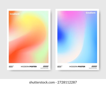 Moderno conjunto de diseño de póster de degradado de malla Abstractas con fondo borroso vibrante