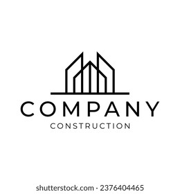 modern abstract minimal building real estate construction logo design