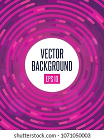 Modern abstract minimal vector background design with white circle for text message. Neon circle lines and template elements for your art, flyers, posters, covers, banners. Vector EPS 10