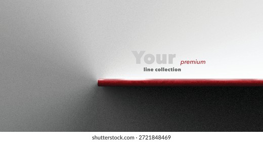 Modern abstract minimalist background featuring horizontal red line on black and white gradient texture ideal for corporate banner, business presentation, premium product showcase or web header