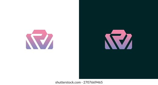 Diseño minimalista abstracto moderno del logotipo de la cámara con los colores del gradiente para la Fotografía y los negocios creativos	
