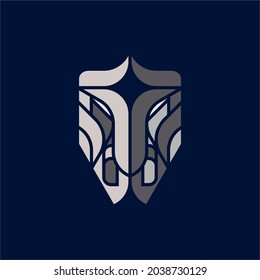 Modern, Abstract, Minimalist, Geometric, Mirrored Style Viking Warrior Logo Vector Design Illustration