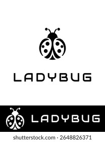 Design moderno, abstrato e minimalista logotipo joaninha em preto e branco