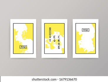 Modern abstract minimalistic background of two colors - yellow and white. Bright trend posters.  Vector illustration.  Banner, template, poster, flyer, background.