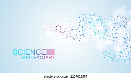 Modern abstract molecules structure for science or medical background. DNA helix or atom visualization. Molecular wave flow abstract background. Vector illustration.