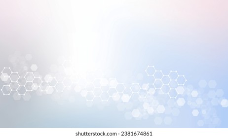 Modern abstract molecules structure for science or medical background. DNA helix or atom visualization. Molecular wave flow abstract background. Vector illustration