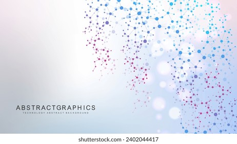 Estructura moderna de moléculas abstractas para ciencia o formación médica. visualización del hélice del ADN o del átomo. Fondo abstracto de flujo de onda molecular. Vecto