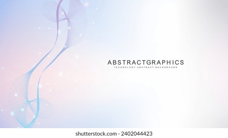 Modern abstract molecules structure for science or medical background. DNA helix or atom visualization. Molecular wave flow abstract background. Vecto