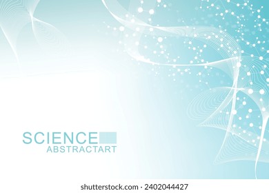 Modern abstract molecules structure for science or medical background. DNA helix or atom visualization. Molecular wave flow abstract background. Vecto