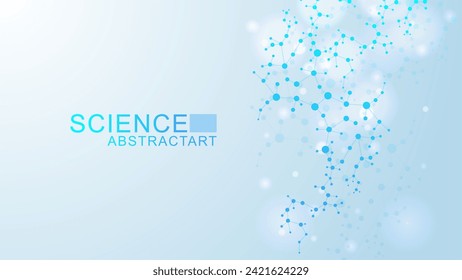 Moderne abstrakte Molekülstruktur für Wissenschaft oder medizinischer Hintergrund. Visualisierung von DNA-Helix oder Atomen. Abstrakter abstrakter Hintergrund der molekularen Welle. Vektorgrafik